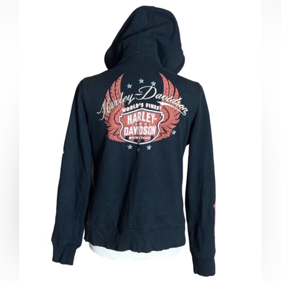 Harley-Davidson black hoodie jacket with wings and bling detail Size Large - Picture 1 of 13